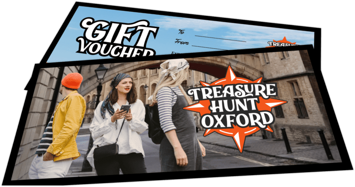 A photo of a physical gift voucher for Treasure Hunt Oxford.